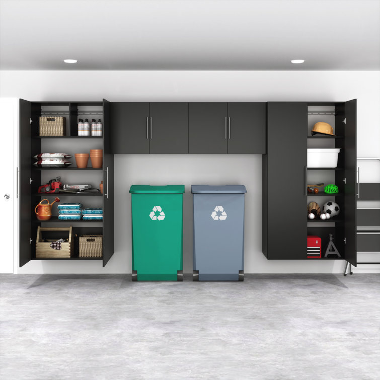Black Laminated Composite Wall Mounted Storage Cabinet with Adjustable Shelves