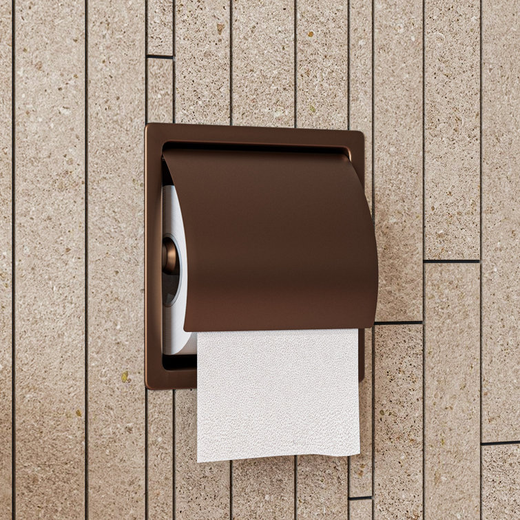 Brushed Copper Recessed Stainless Steel Toilet Paper Holder