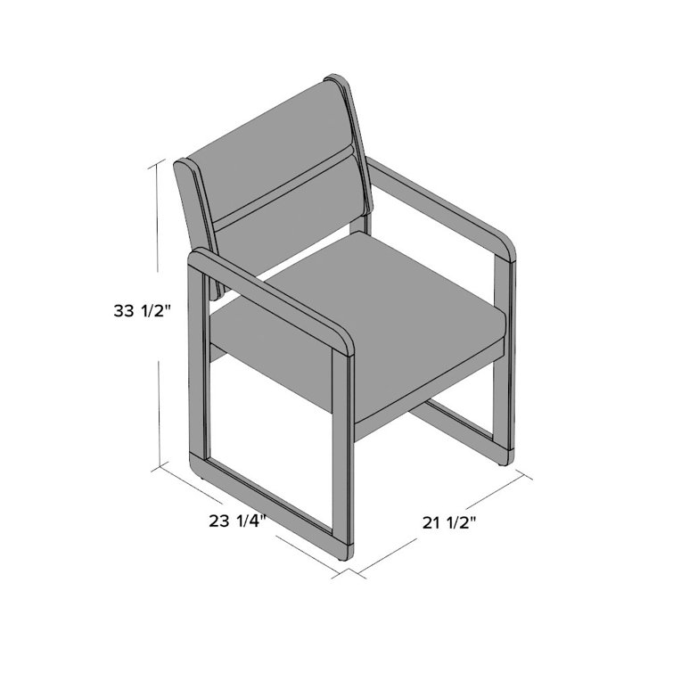 Medium Oak and Gray Upholstered Guest Chair with Arms