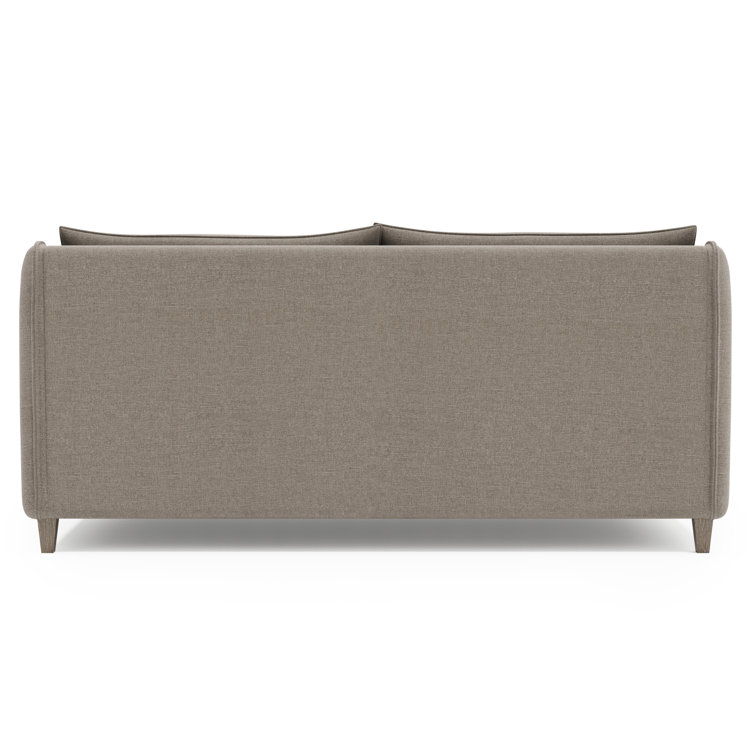 Gray Fabric Loveseat with Sloped Arms and Tapered Legs
