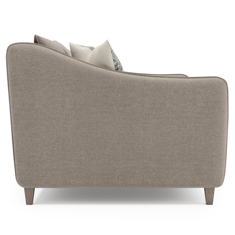 Gray Fabric Loveseat with Sloped Arms and Tapered Legs