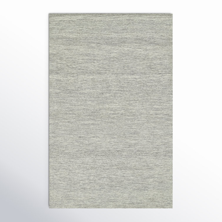 Light Grey Hand-Tufted Wool Rectangular Area Rug 5' x 8'