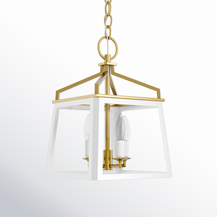 Carlow Matte White Steel Large Square Lantern Chandelier