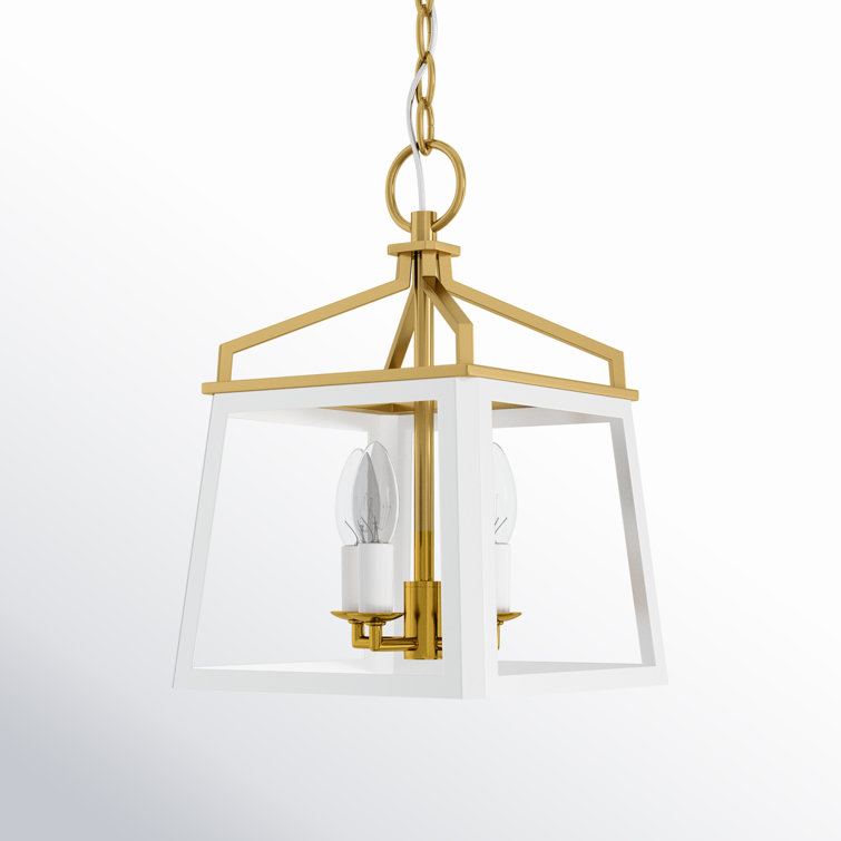 Carlow Matte White Steel Large Square Lantern Chandelier