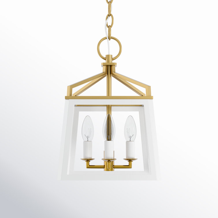 Carlow Matte White Steel Large Square Lantern Chandelier
