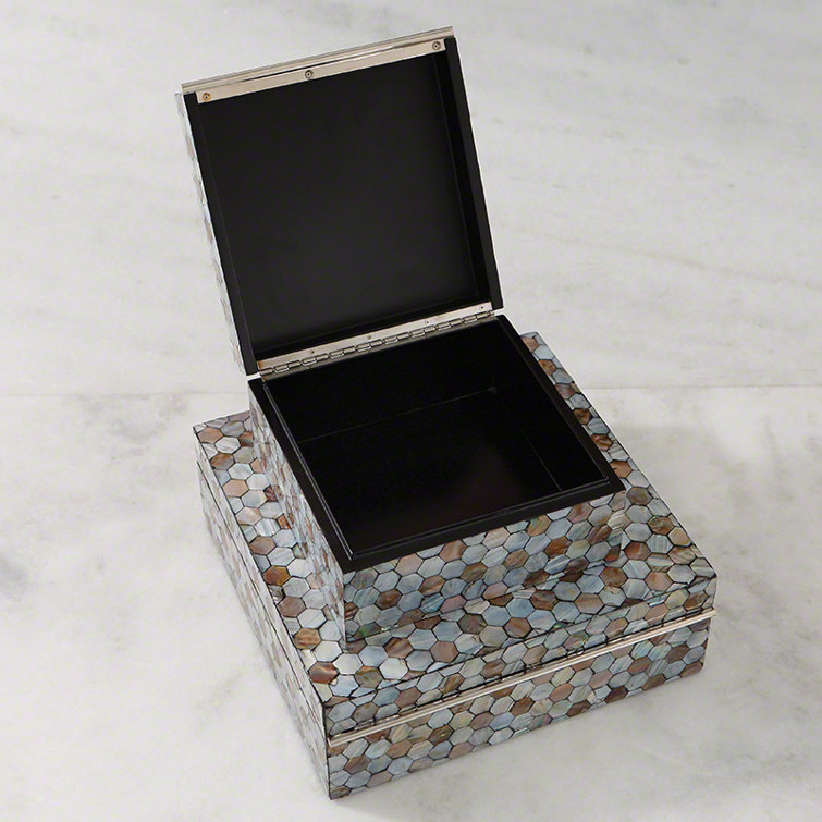 Elegant Lacquered Mother of Pearl Lidded Box
