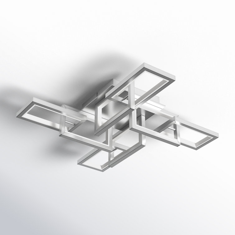Satin Nickel 8-Light LED Adjustable Flush Mount Ceiling Fixture
