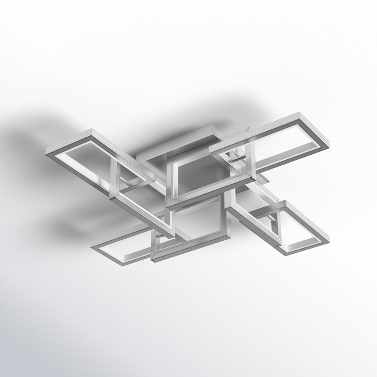 Satin Nickel 8-Light LED Adjustable Flush Mount Ceiling Fixture