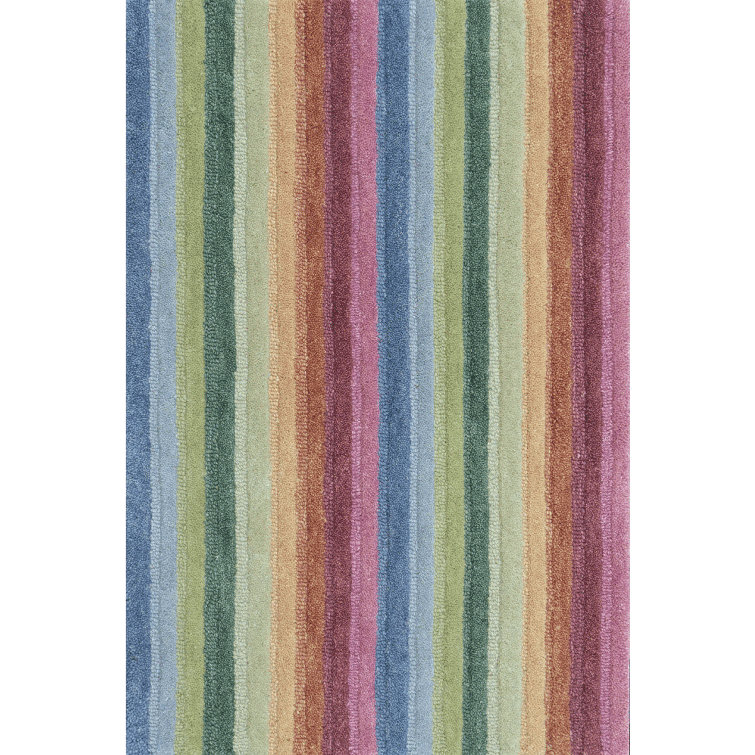 Hand-Tufted Multicolor Wool Stripe Rectangular Rug 2' x 3'