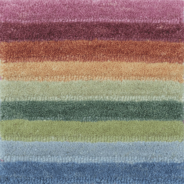 Hand-Tufted Multicolor Wool Stripe Rectangular Rug 2' x 3'