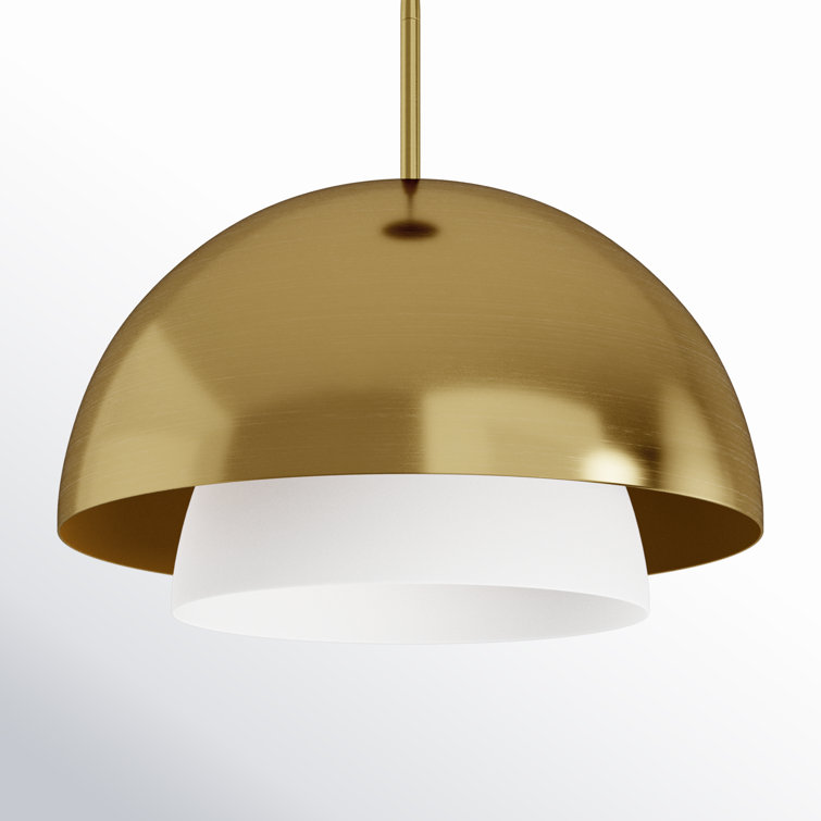 Brass and Glass Dome Pendant Light with Adjustable Cord