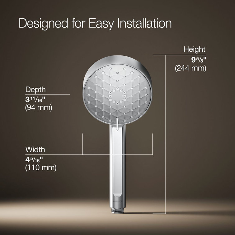 Polished Chrome Multifunction Handheld Showerhead with 3 Spray Settings