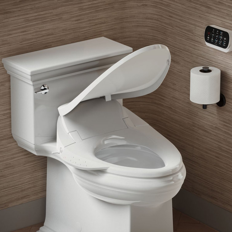 White Elongated Electric Bidet Toilet Seat with Remote Control