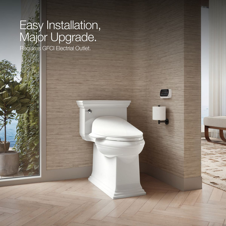 White Elongated Electric Bidet Toilet Seat with Remote Control