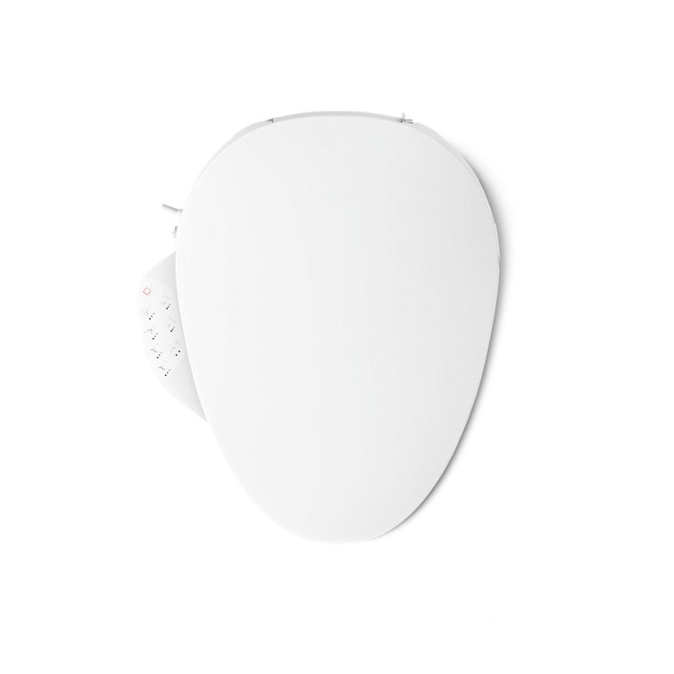White Elongated Electric Bidet Toilet Seat with Remote Control