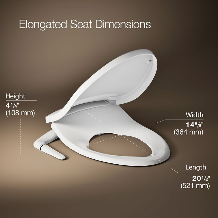 White Elongated Manual Bidet Toilet Seat with Adjustable Spray
