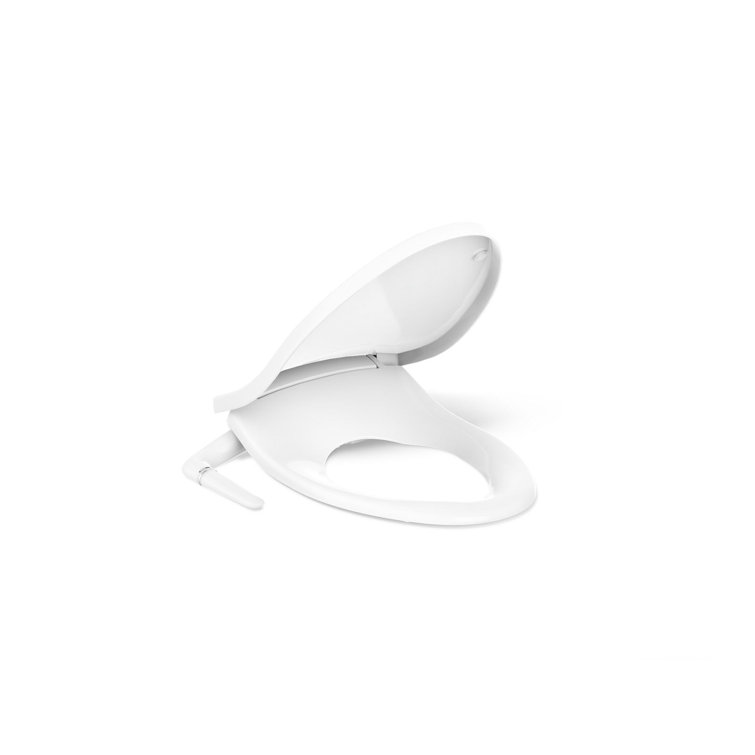 White Elongated Manual Bidet Toilet Seat with Adjustable Spray