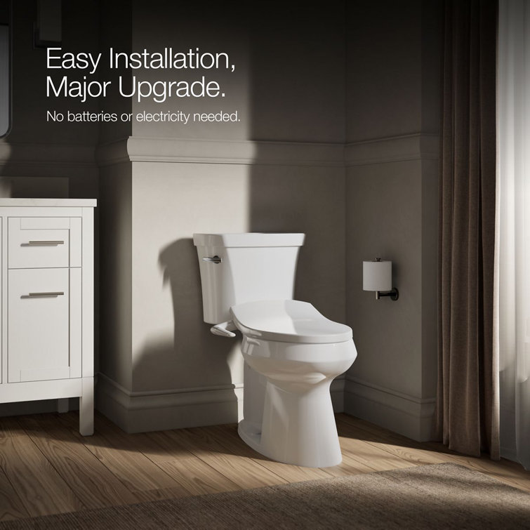 White Elongated Manual Bidet Toilet Seat with Adjustable Spray
