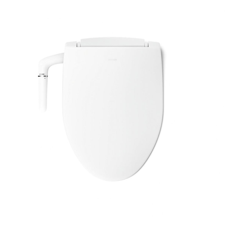 White Elongated Manual Bidet Toilet Seat with Adjustable Spray