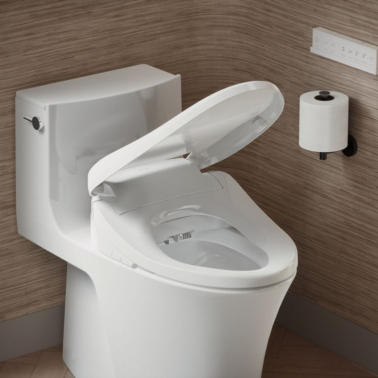 PureWash White Heated Elongated Bidet Toilet Seat with Remote