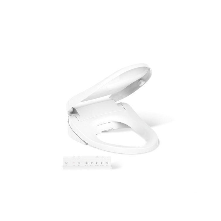 PureWash White Heated Elongated Bidet Toilet Seat with Remote