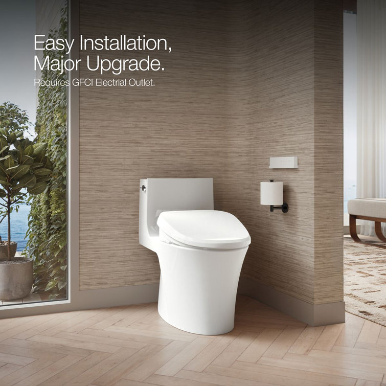 PureWash White Heated Elongated Bidet Toilet Seat with Remote