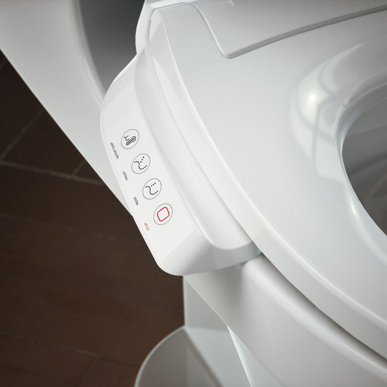 Sleek White Modern Elongated Bidet Toilet Seat with LED Nightlight