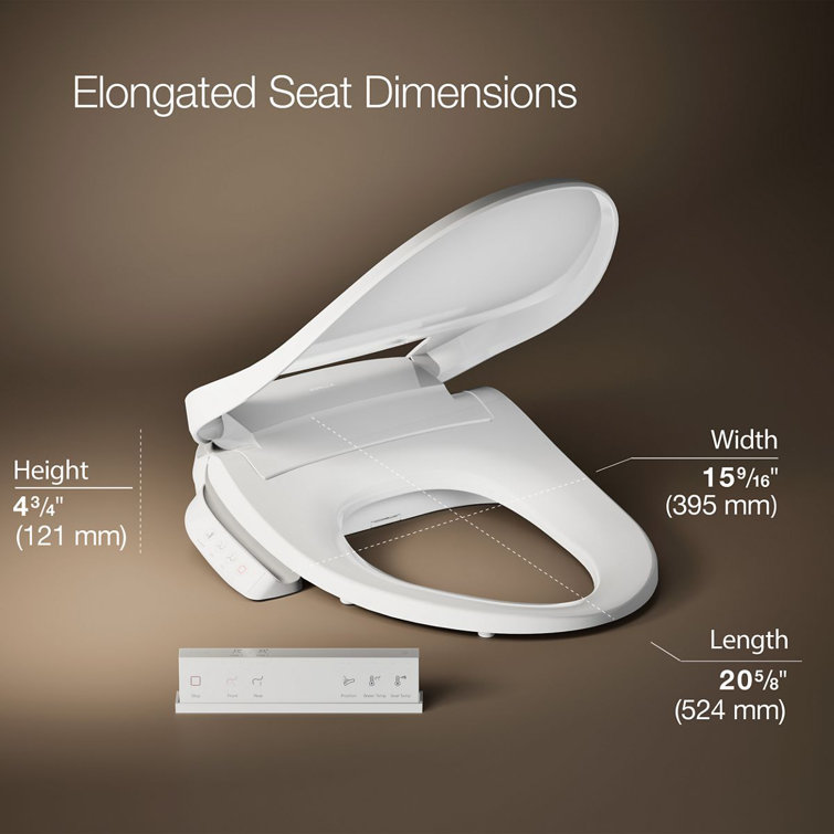 Sleek White Modern Elongated Bidet Toilet Seat with LED Nightlight