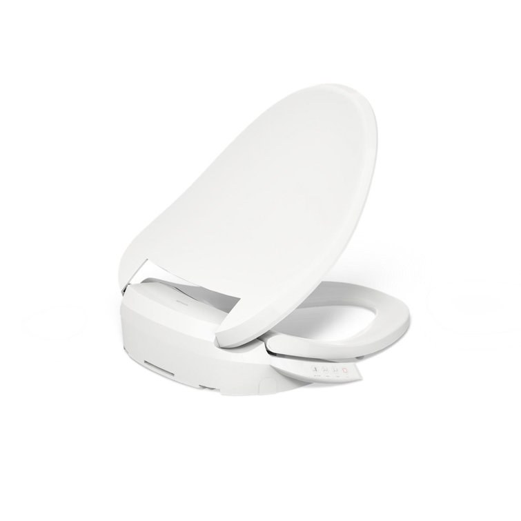 Sleek White Modern Elongated Bidet Toilet Seat with LED Nightlight