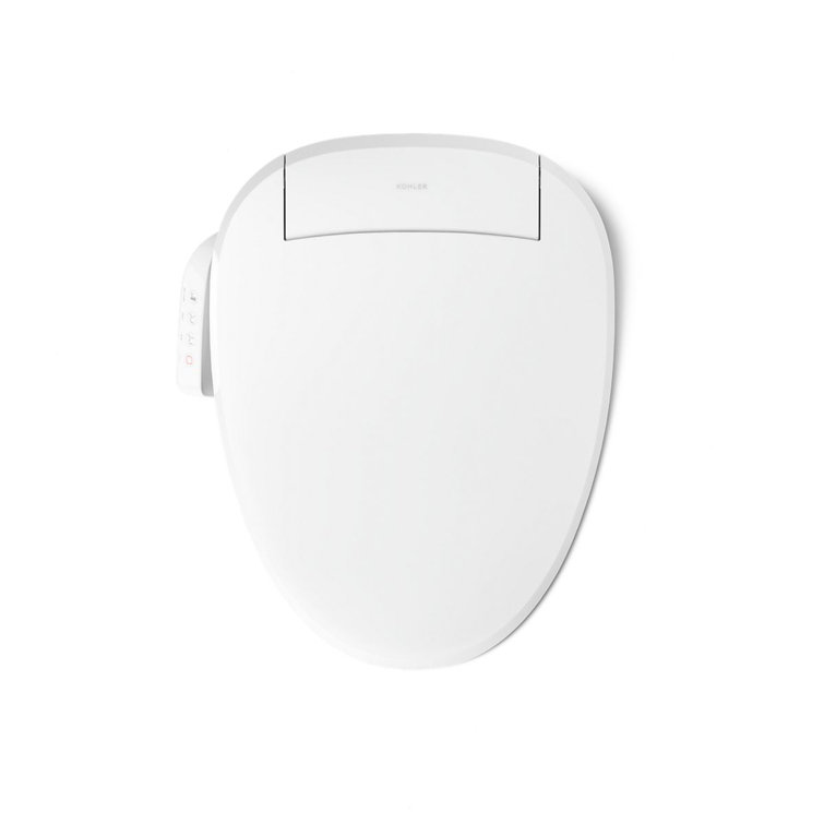 Sleek White Modern Elongated Bidet Toilet Seat with LED Nightlight