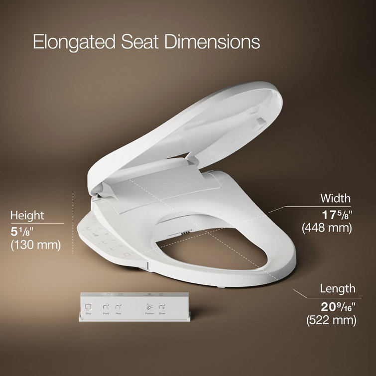 PureWash White Heated Elongated Bidet Toilet Seat with Remote