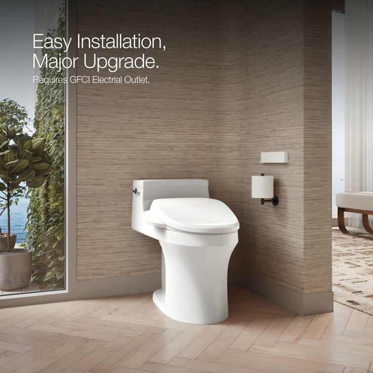 PureWash White Heated Elongated Bidet Toilet Seat with Remote