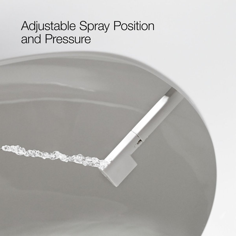 White Round-Front Bidet Toilet Seat with Stainless Steel Wand