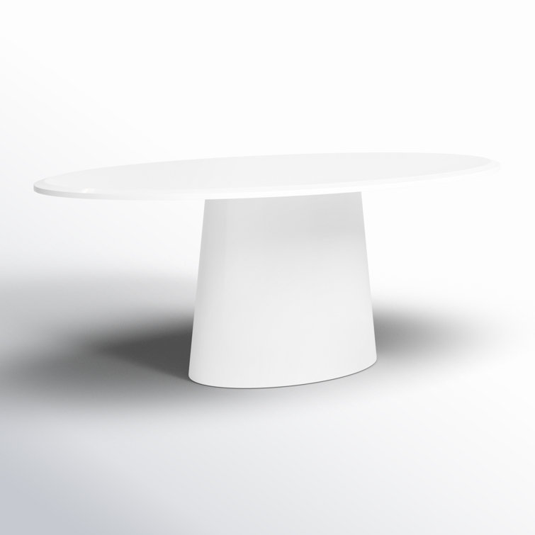 Contemporary Mid-Century 78'' Oval Wood Dining Table in Matte White