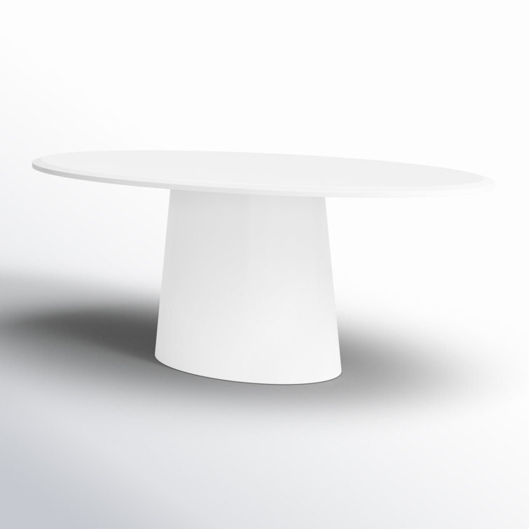 Contemporary Mid-Century 78'' Oval Wood Dining Table in Matte White