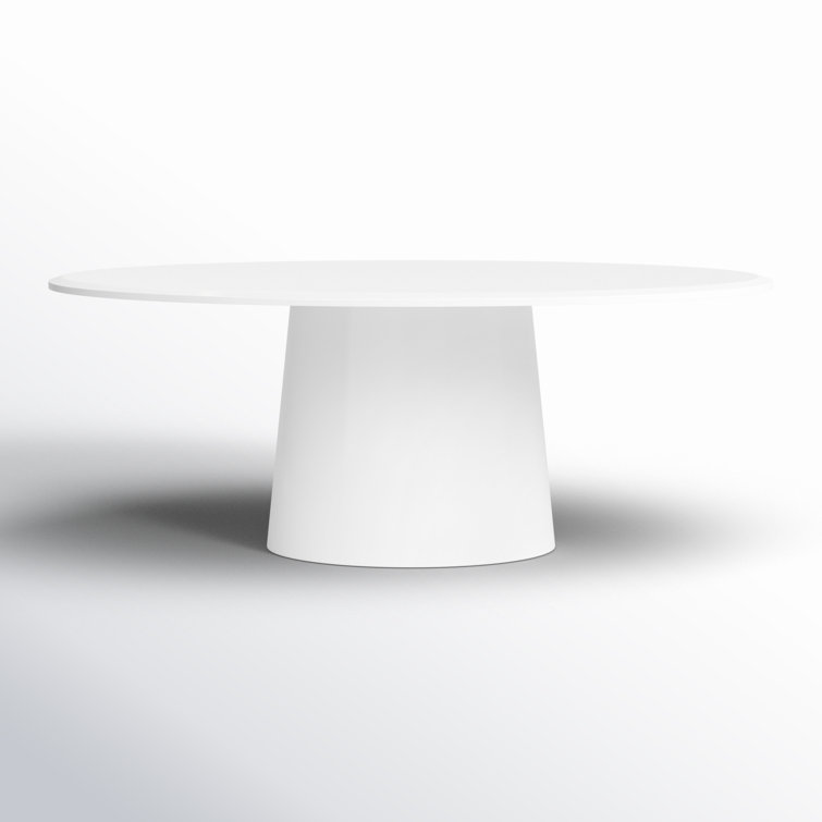 Contemporary Mid-Century 78'' Oval Wood Dining Table in Matte White