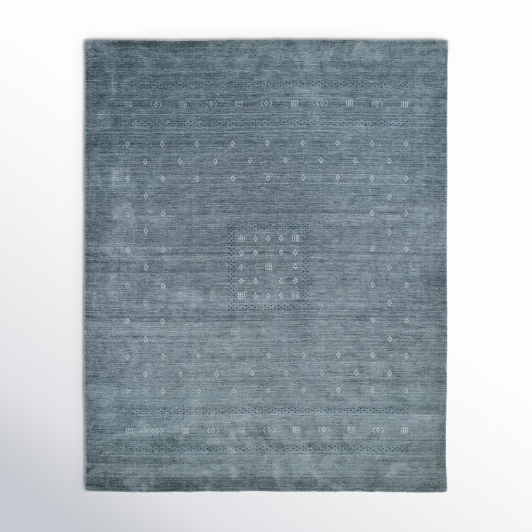 Slate Grey Geometric Wool 8' x 10' Handmade Rug