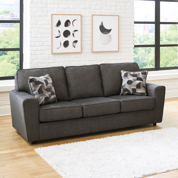 Contemporary Gray 86" Fabric Sofa with Removable Cushions