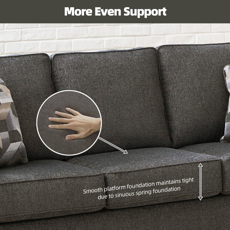 Contemporary Gray 86" Fabric Sofa with Removable Cushions
