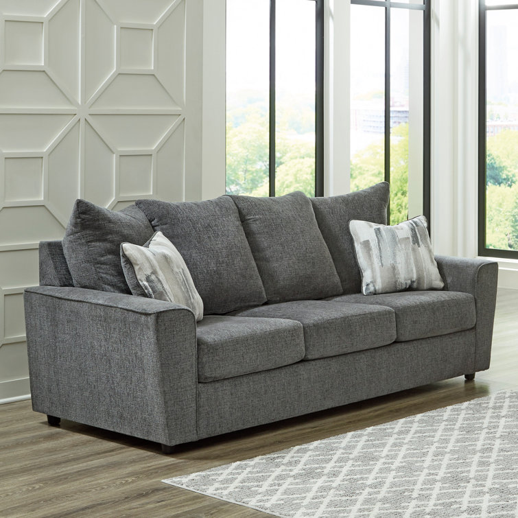 Ashley Stairatt Contemporary Gray Plush Chenille Sofa