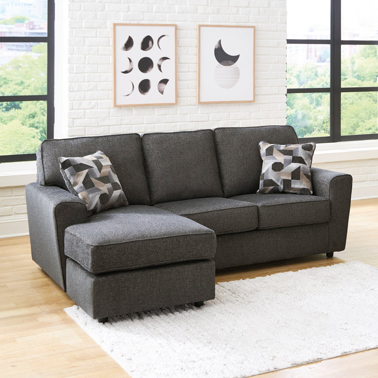 Slate Gray Fabric Two-Piece Sofa Chaise with Track Arms