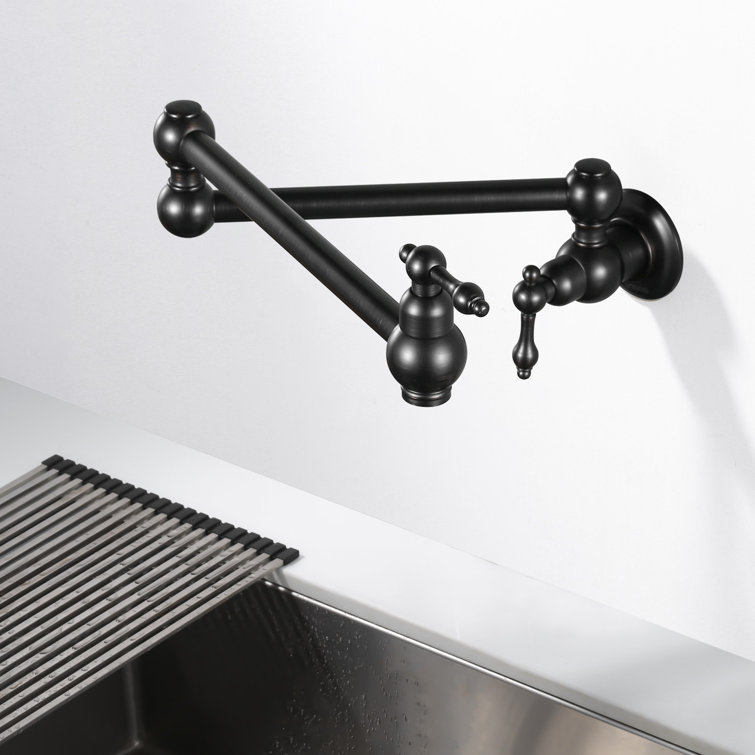 Oil Rubbed Bronze Wall Mounted Pot Filler with Dual Handles