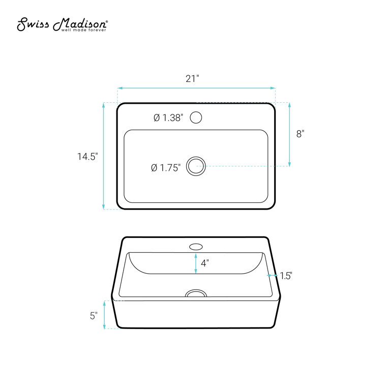 Claire 21" Glossy White Ceramic Vessel Sink