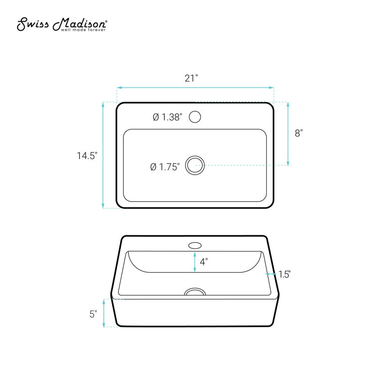 Claire 21" Matte White Ceramic Above-Counter Vessel Sink