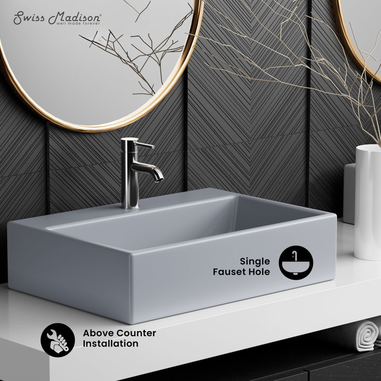 Claire 20" Matte Gray Ceramic Vessel Bathroom Sink