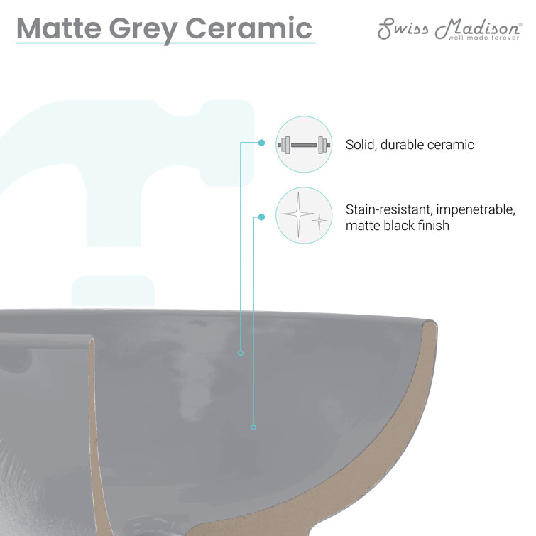 Claire 20" Matte Gray Ceramic Vessel Bathroom Sink