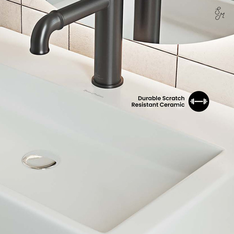 Claire 21" Matte White Ceramic Above-Counter Vessel Sink