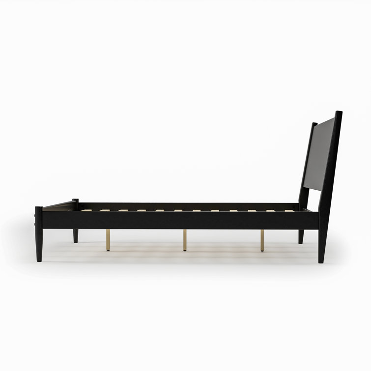 Antigua Black Wood Queen Bed with Headboard and Drawer