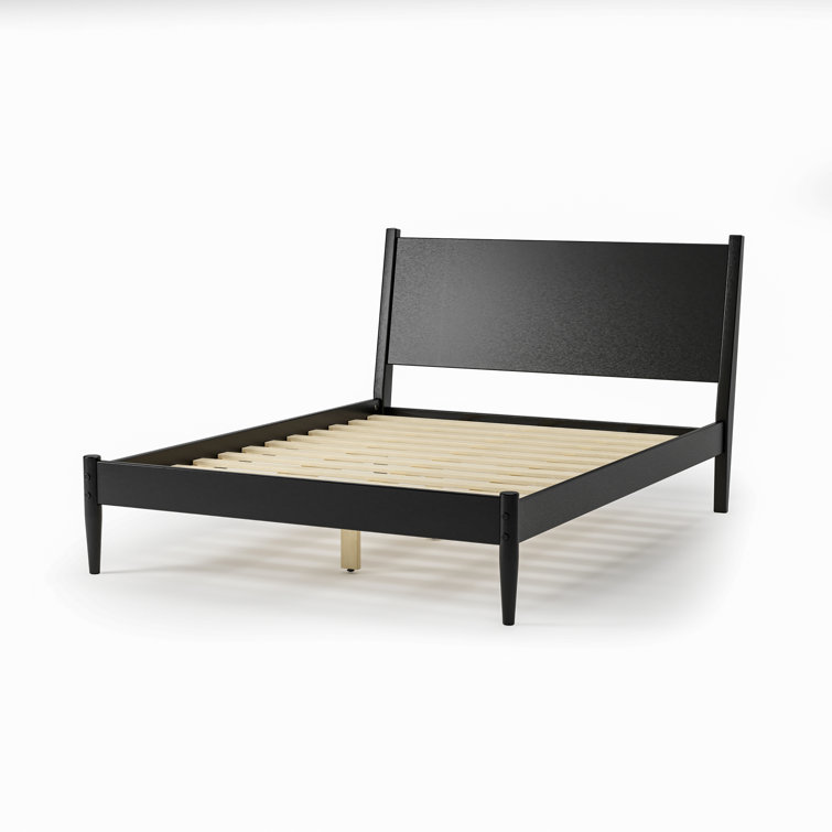 Antigua Black Wood Queen Bed with Headboard and Drawer
