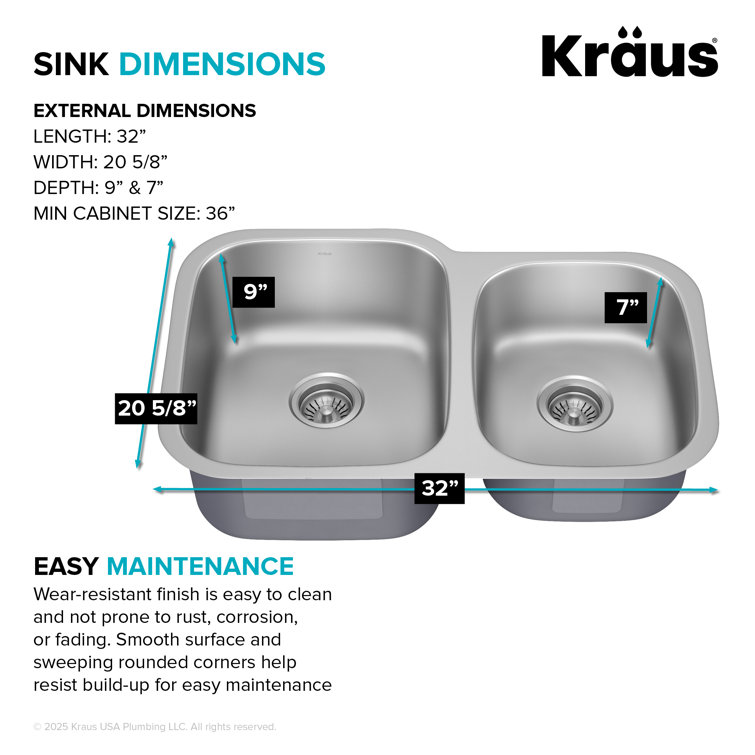 Premier 32-inch Satin Stainless Steel Double Bowl Undermount Sink